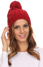Gorro unisex de punto trenzado con pompón y borlas Sakkas Tabb