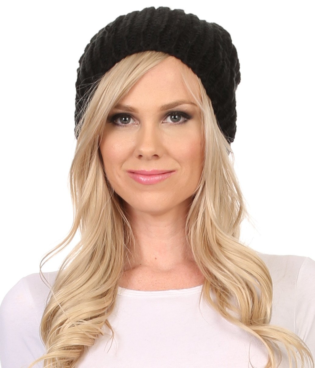 Gorro unisex Sakkas Lax de punto trenzado ancho con pompón grande