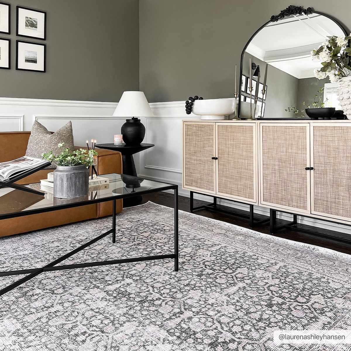 Alfombra lavable de pelo plano vintage Hedda