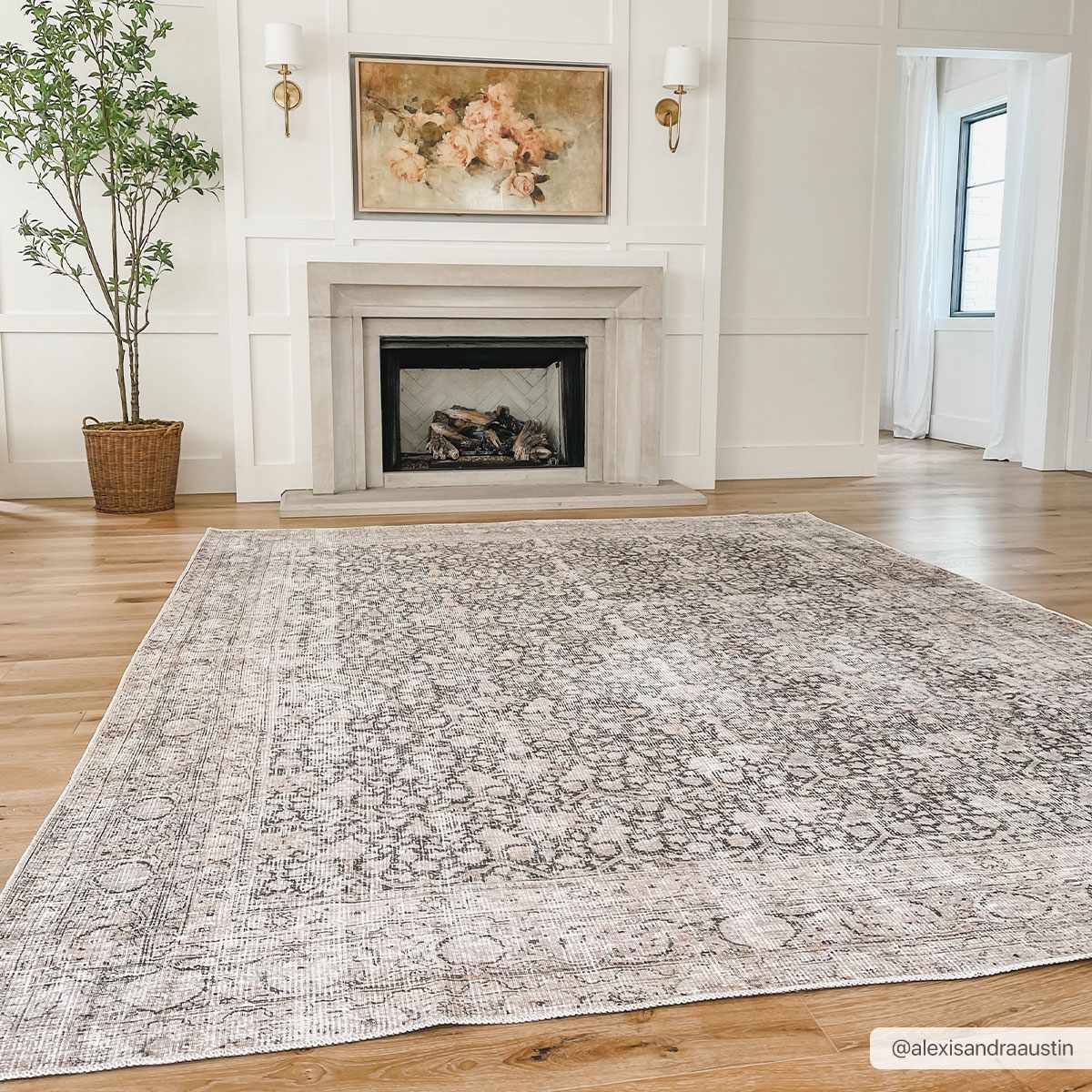 Alfombra lavable de pelo plano vintage Hedda