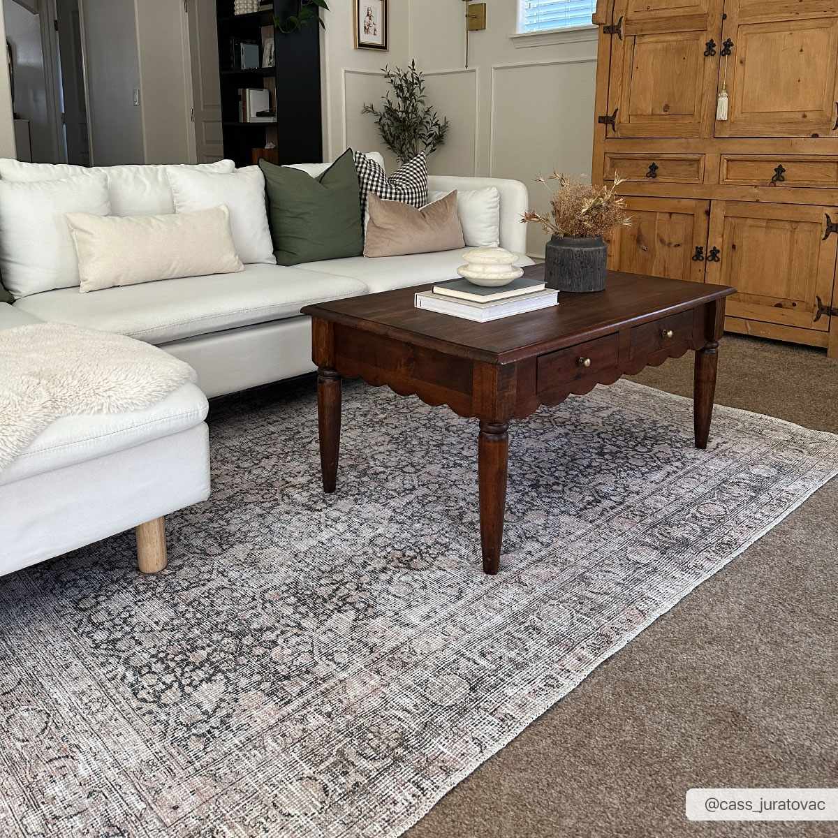 Alfombra lavable de pelo plano vintage Hedda