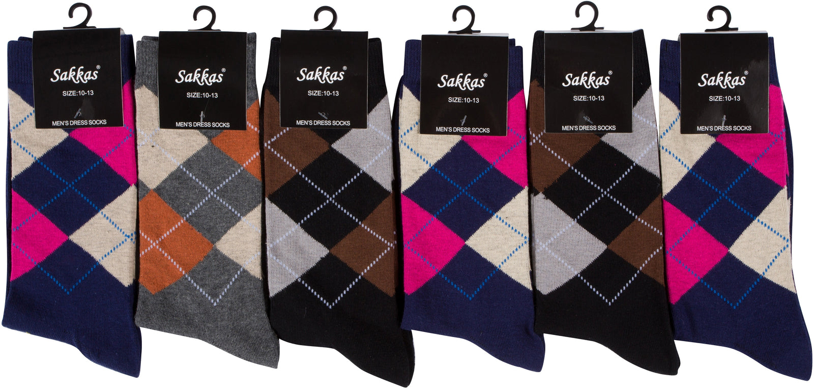 Calcetines de vestir con estampado clásico Sakkas para hombre (paquete de 6)
