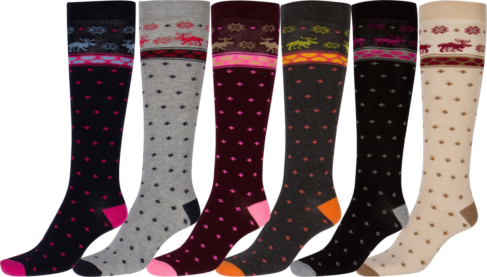 Calcetines hasta la rodilla de mezcla de algodón para mujer de Sakkas (paquete surtido)