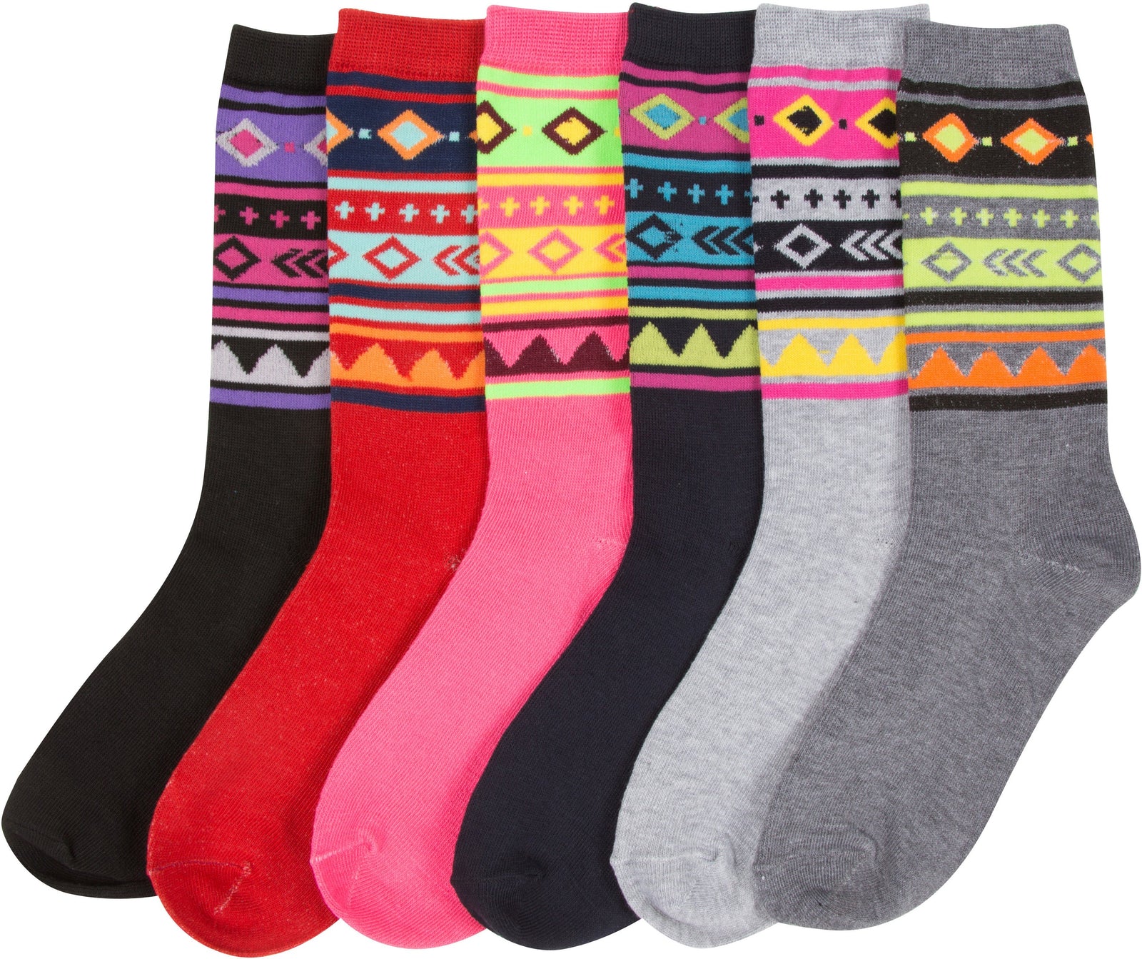 Calcetines Sakkas de mezcla de poliéster, suaves y elásticos, con estampado de tripulación, para mujer, paquete surtido de 6