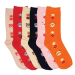 Calcetines Sakkas de mezcla de poliéster, suaves y elásticos, con estampado de tripulación, para mujer, paquete surtido de 6