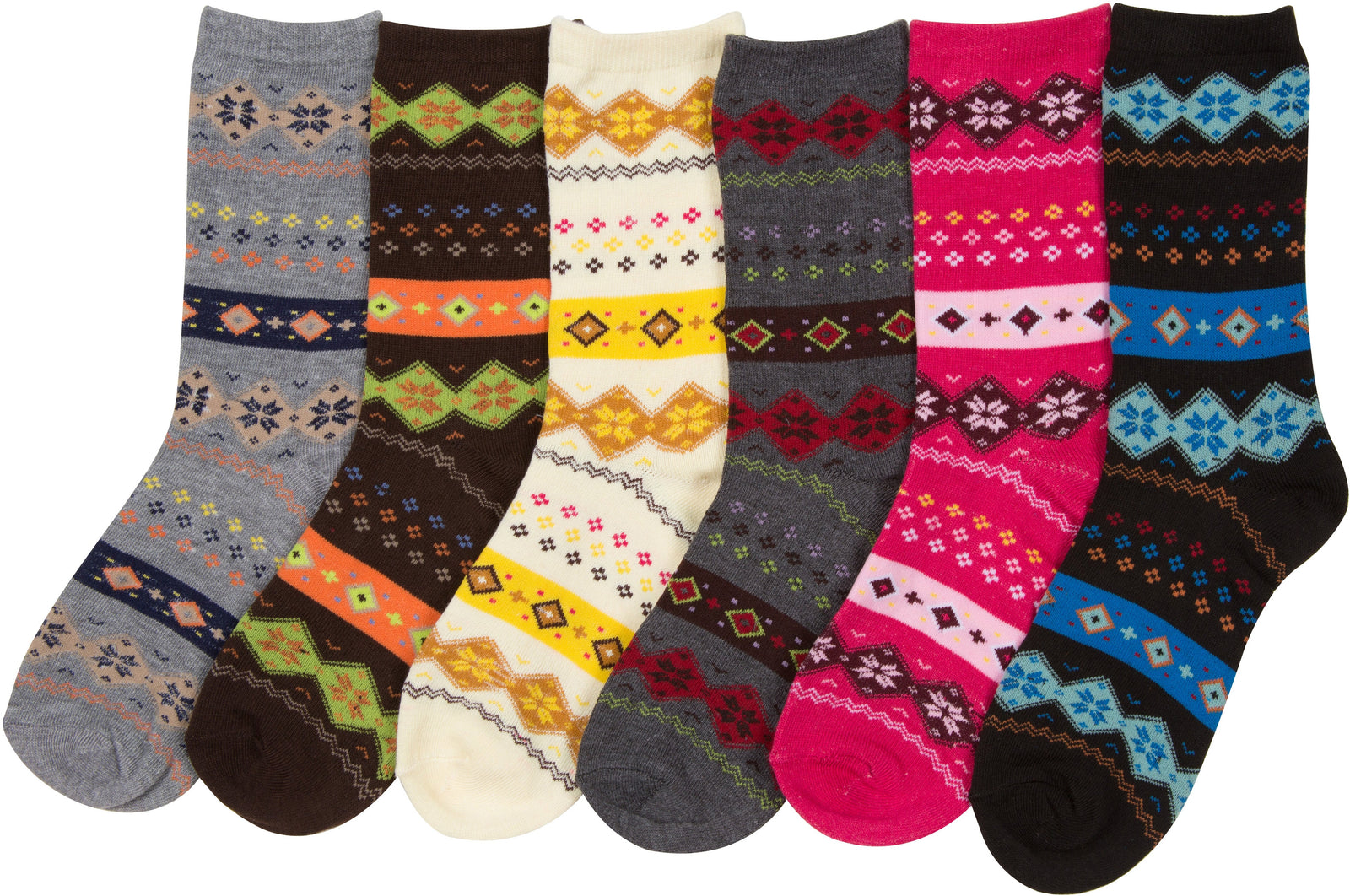 Calcetines Sakkas de mezcla de poliéster, suaves y elásticos, con estampado de tripulación, para mujer, paquete surtido de 6