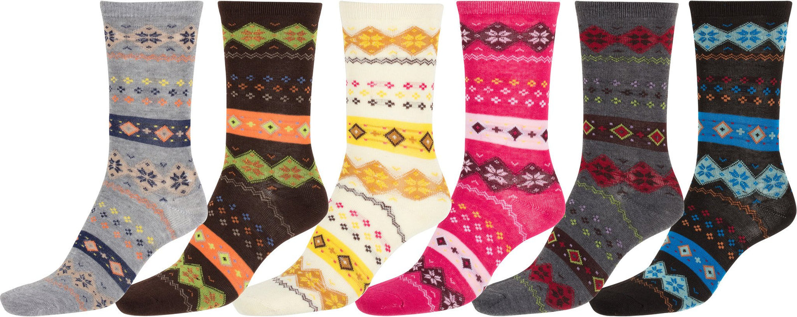 Calcetines Sakkas de mezcla de poliéster, suaves y elásticos, con estampado de tripulación, para mujer, paquete surtido de 6