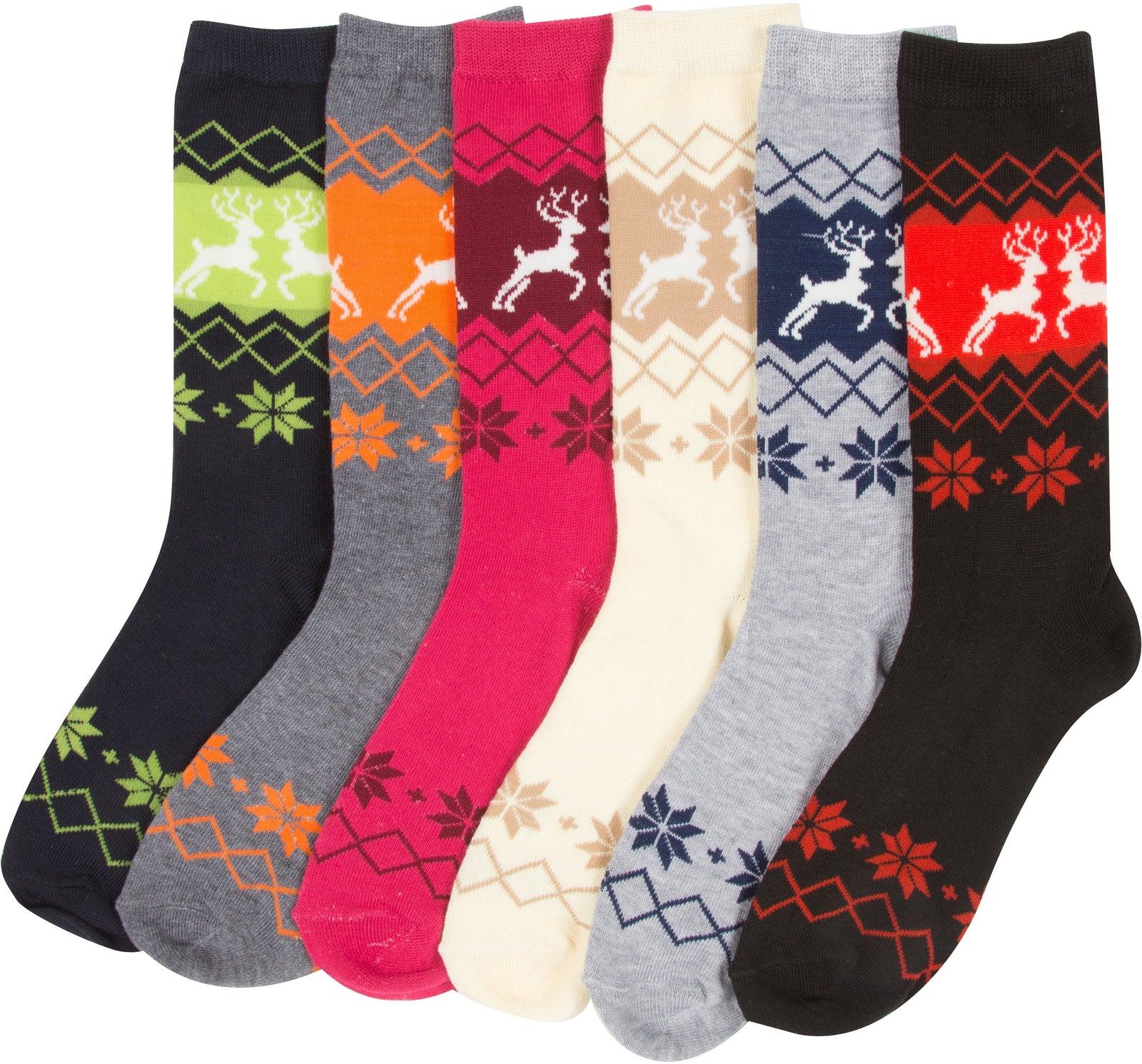 Calcetines Sakkas de mezcla de poliéster, suaves y elásticos, con estampado de tripulación, para mujer, paquete surtido de 6