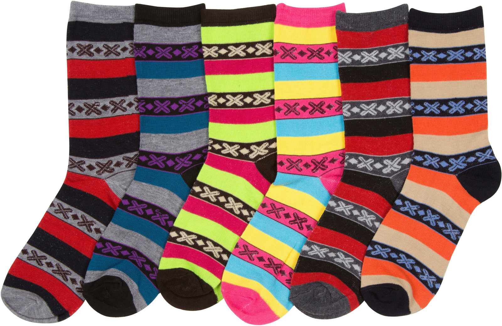 Calcetines Sakkas de mezcla de poliéster, suaves y elásticos, con estampado de tripulación, para mujer, paquete surtido de 6