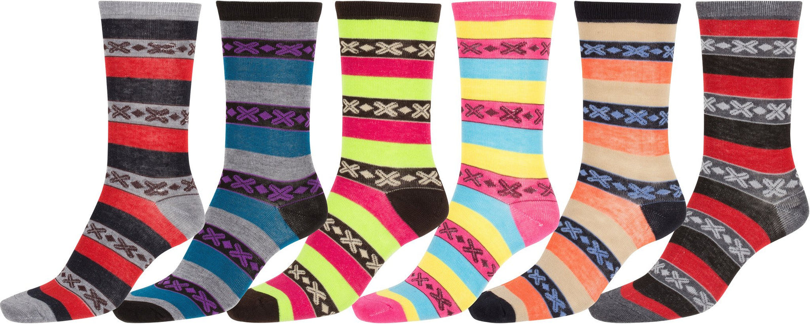 Calcetines Sakkas de mezcla de poliéster, suaves y elásticos, con estampado de tripulación, para mujer, paquete surtido de 6