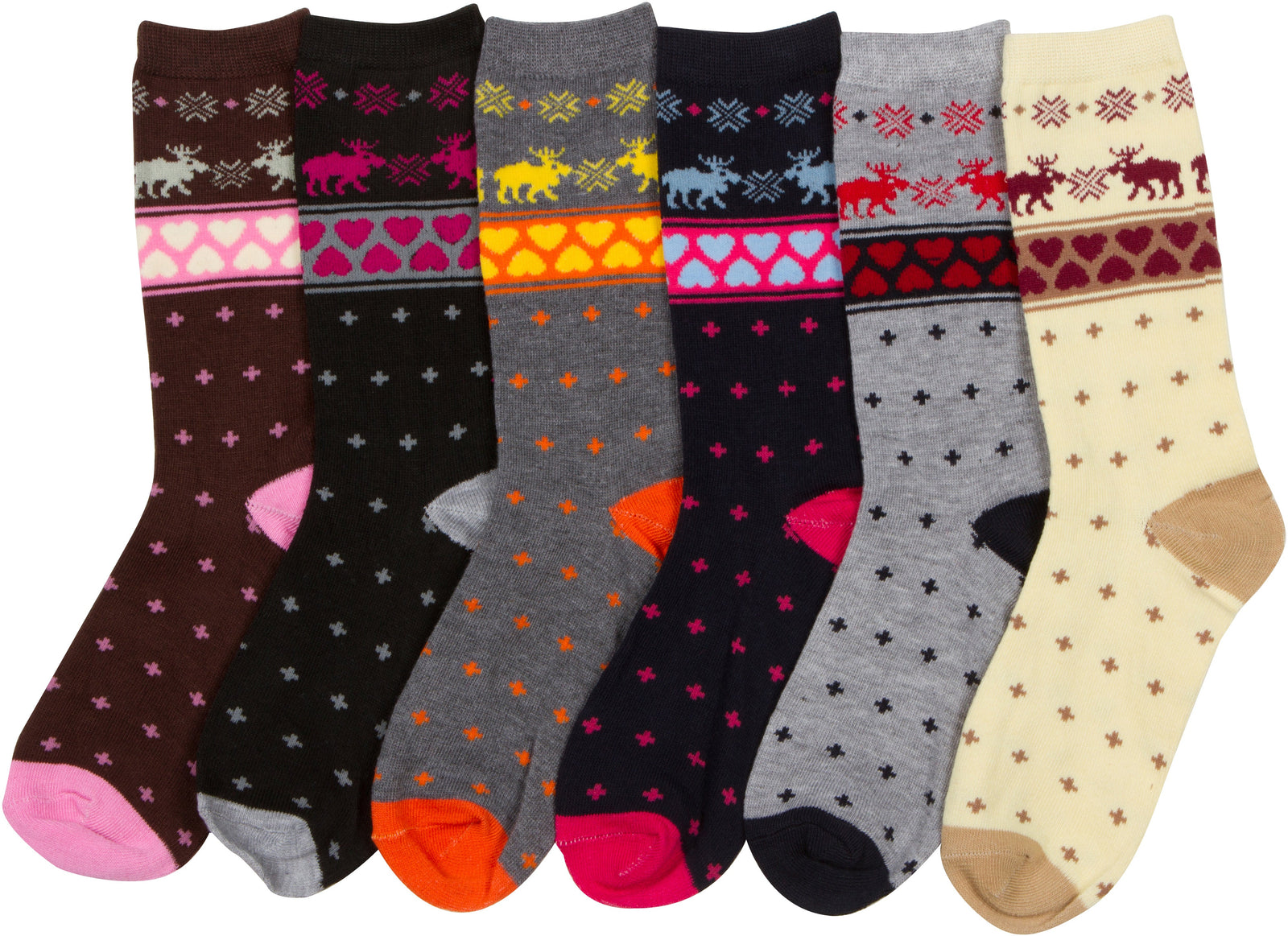 Calcetines Sakkas de mezcla de poliéster, suaves y elásticos, con estampado de tripulación, para mujer, paquete surtido de 6