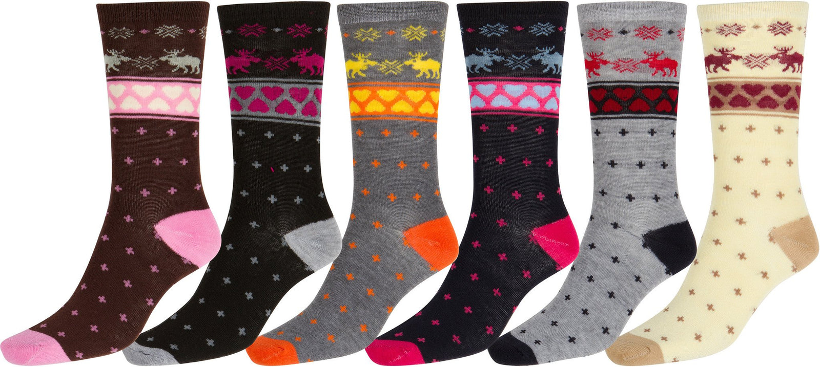 Calcetines Sakkas de mezcla de poliéster, suaves y elásticos, con estampado de tripulación, para mujer, paquete surtido de 6