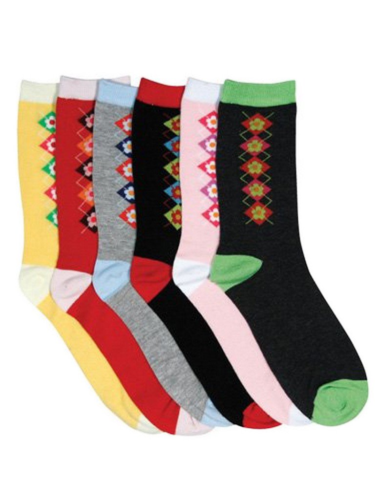 Calcetines Sakkas de mezcla de poliéster, suaves y elásticos, con estampado de tripulación, para mujer, paquete surtido de 6