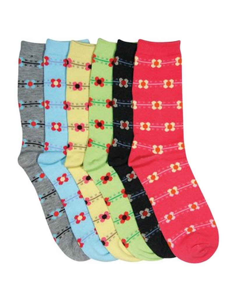 Calcetines Sakkas de mezcla de poliéster, suaves y elásticos, con estampado de tripulación, para mujer, paquete surtido de 6