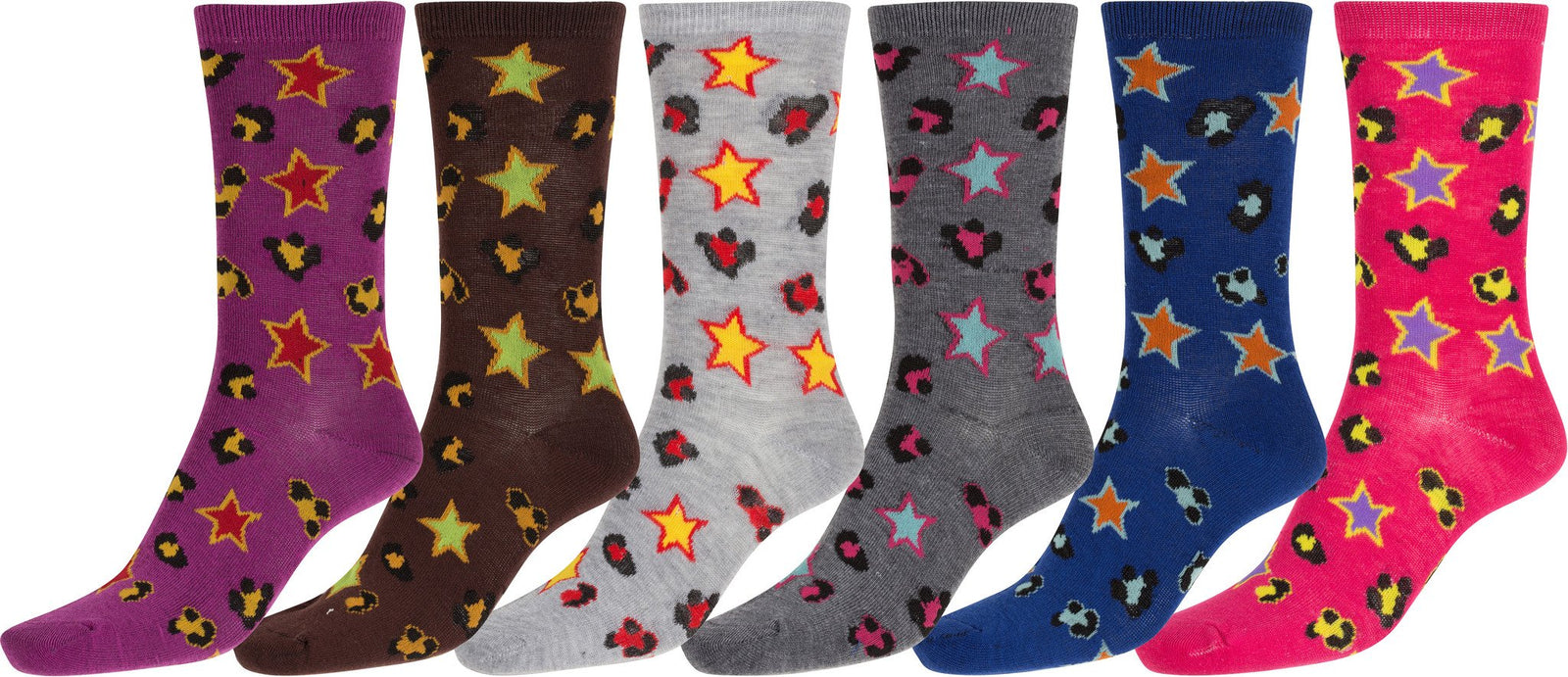 Calcetines Sakkas de mezcla de poliéster, suaves y elásticos, con estampado de tripulación, para mujer, paquete surtido de 6