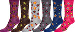Calcetines Sakkas de mezcla de poliéster, suaves y elásticos, con estampado de tripulación, para mujer, paquete surtido de 6
