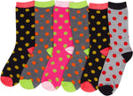 Calcetines Sakkas de mezcla de poliéster, suaves y elásticos, con estampado de tripulación, para mujer, paquete surtido de 6