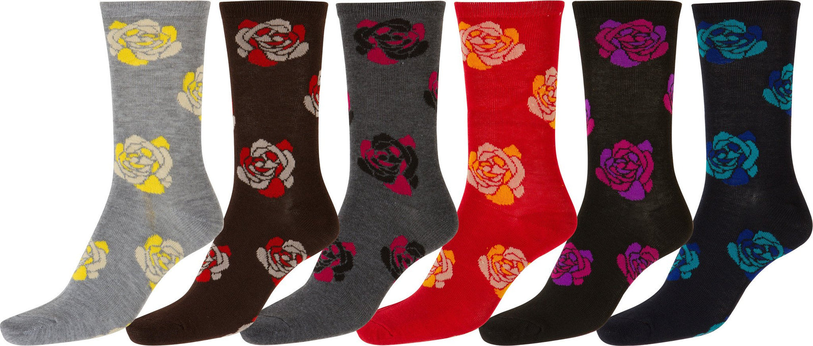 Calcetines Sakkas de mezcla de poliéster, suaves y elásticos, con estampado de tripulación, para mujer, paquete surtido de 6