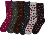 Calcetines Sakkas de mezcla de poliéster, suaves y elásticos, con estampado de tripulación, para mujer, paquete surtido de 6