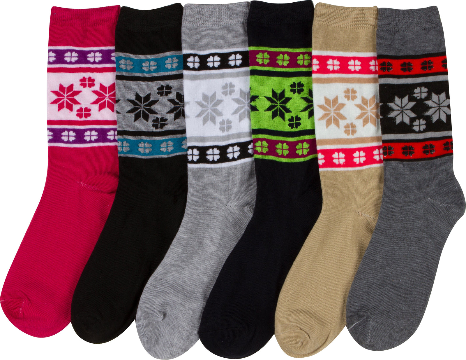 Calcetines Sakkas de mezcla de poliéster, suaves y elásticos, con estampado de tripulación, para mujer, paquete surtido de 6