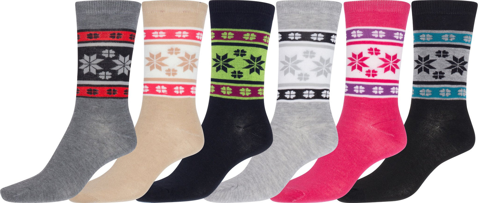Calcetines Sakkas de mezcla de poliéster, suaves y elásticos, con estampado de tripulación, para mujer, paquete surtido de 6