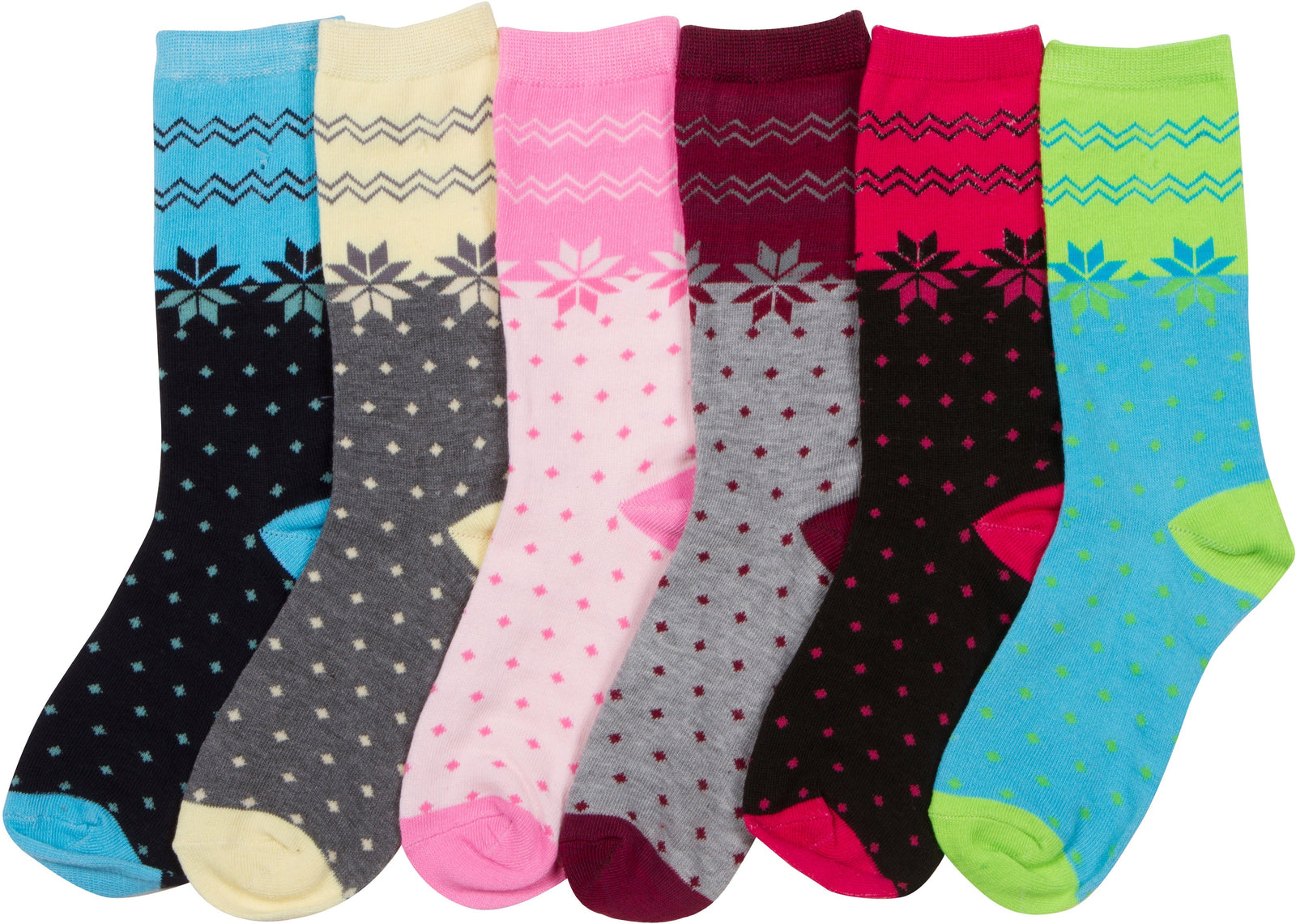 Calcetines Sakkas de mezcla de poliéster, suaves y elásticos, con estampado de tripulación, para mujer, paquete surtido de 6