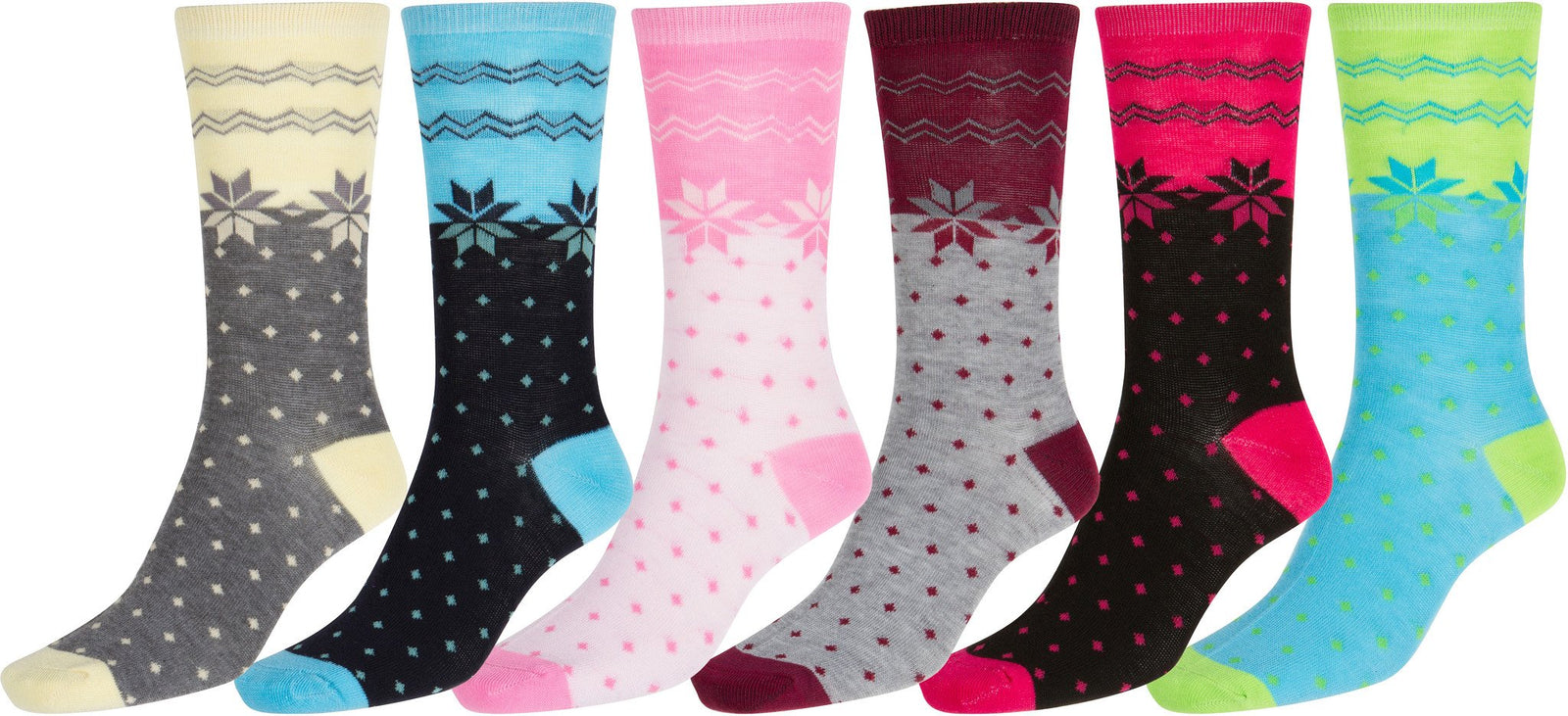 Calcetines Sakkas de mezcla de poliéster, suaves y elásticos, con estampado de tripulación, para mujer, paquete surtido de 6
