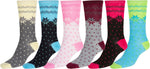 Calcetines Sakkas de mezcla de poliéster, suaves y elásticos, con estampado de tripulación, para mujer, paquete surtido de 6