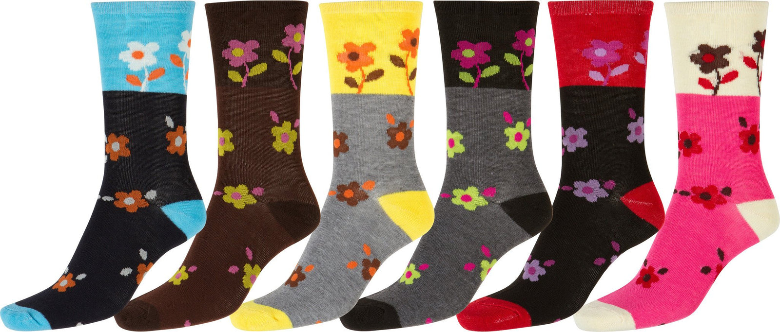 Calcetines Sakkas de mezcla de poliéster, suaves y elásticos, con estampado de tripulación, para mujer, paquete surtido de 6