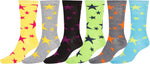 Calcetines Sakkas de mezcla de poliéster, suaves y elásticos, con estampado de tripulación, para mujer, paquete surtido de 6