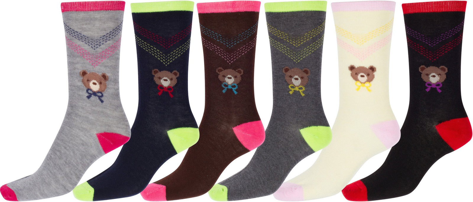 Calcetines Sakkas de mezcla de poliéster, suaves y elásticos, con estampado de tripulación, para mujer, paquete surtido de 6