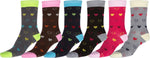 Calcetines Sakkas de mezcla de poliéster, suaves y elásticos, con estampado de tripulación, para mujer, paquete surtido de 6