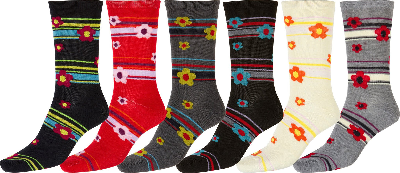 Calcetines Sakkas de mezcla de poliéster, suaves y elásticos, con estampado de tripulación, para mujer, paquete surtido de 6