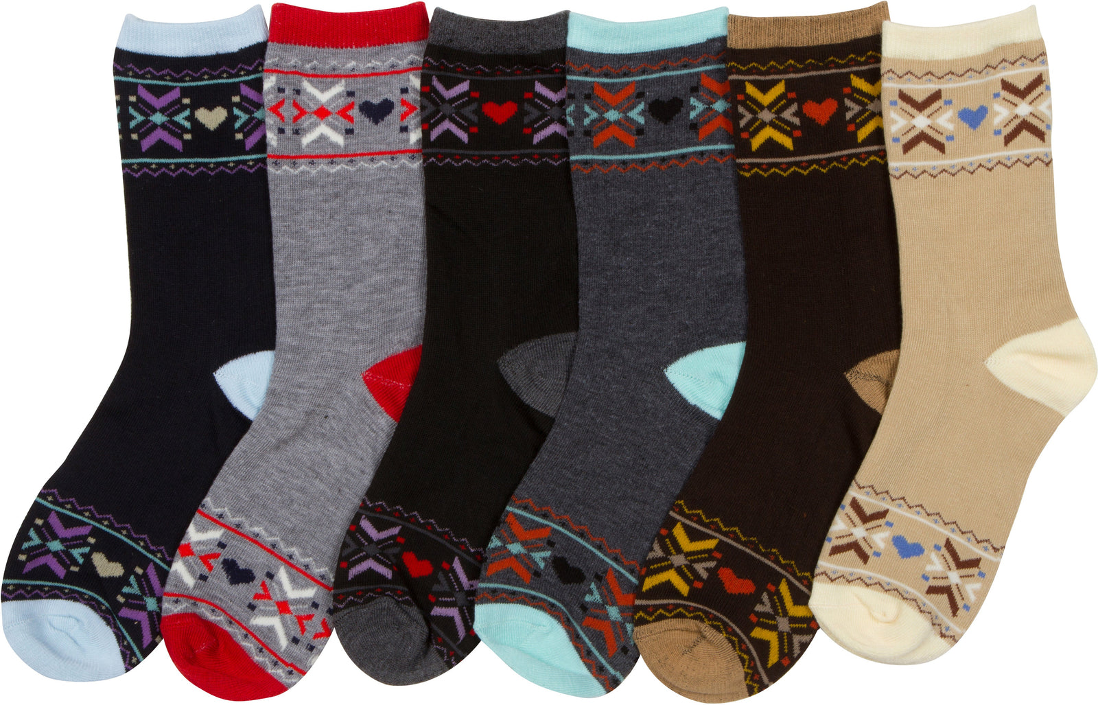 Calcetines Sakkas de mezcla de poliéster, suaves y elásticos, con estampado de tripulación, para mujer, paquete surtido de 6