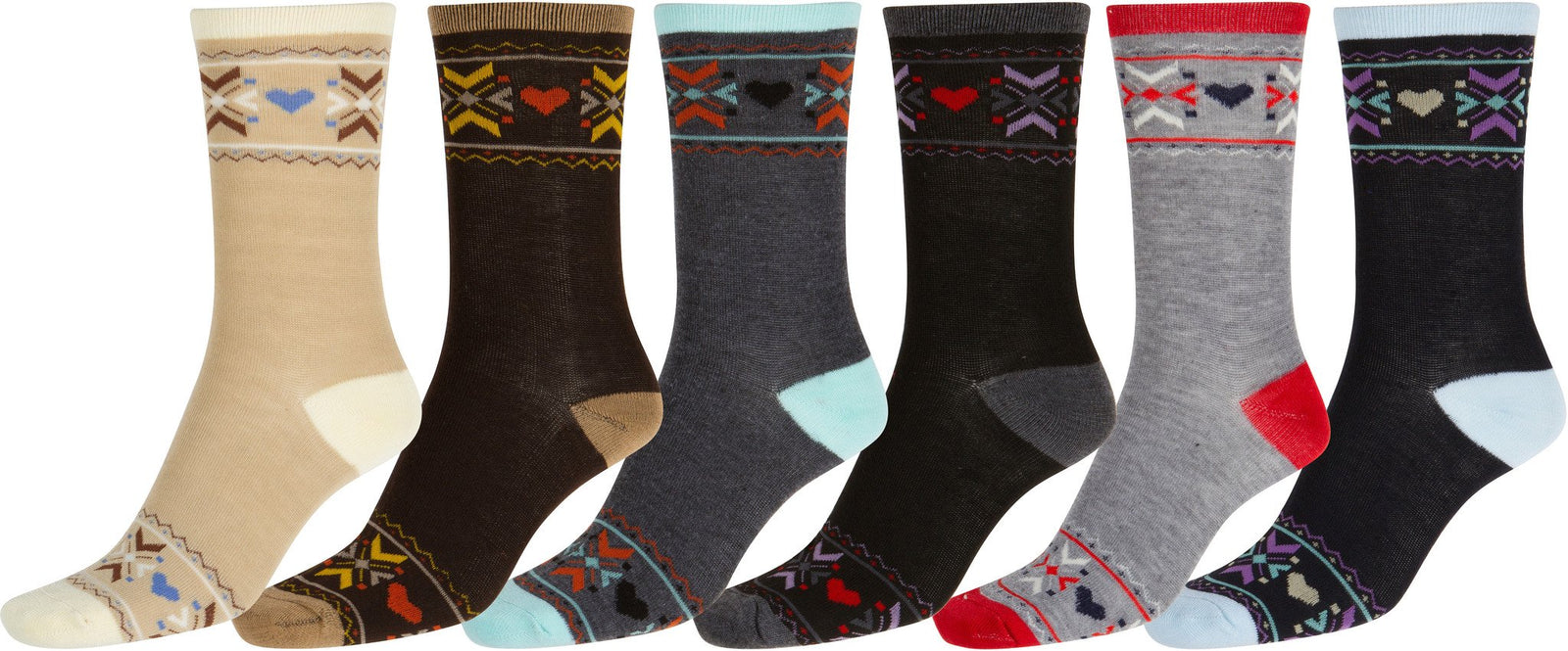 Calcetines Sakkas de mezcla de poliéster, suaves y elásticos, con estampado de tripulación, para mujer, paquete surtido de 6