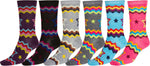 Calcetines Sakkas de mezcla de poliéster, suaves y elásticos, con estampado de tripulación, para mujer, paquete surtido de 6