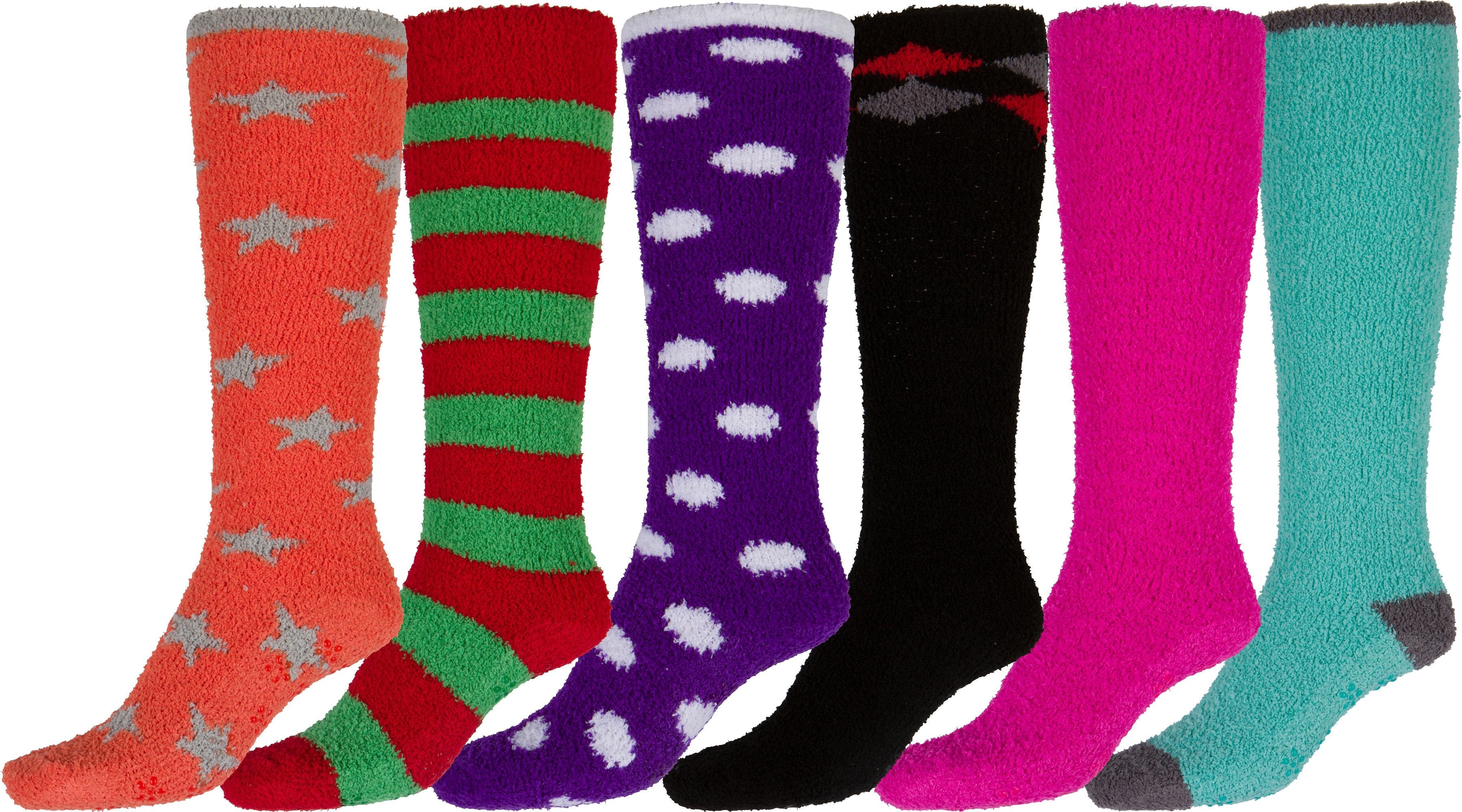 Calcetines Sakkas para mujer, suaves, antideslizantes y afelpados, hasta la rodilla, surtidos (paquete de 6)