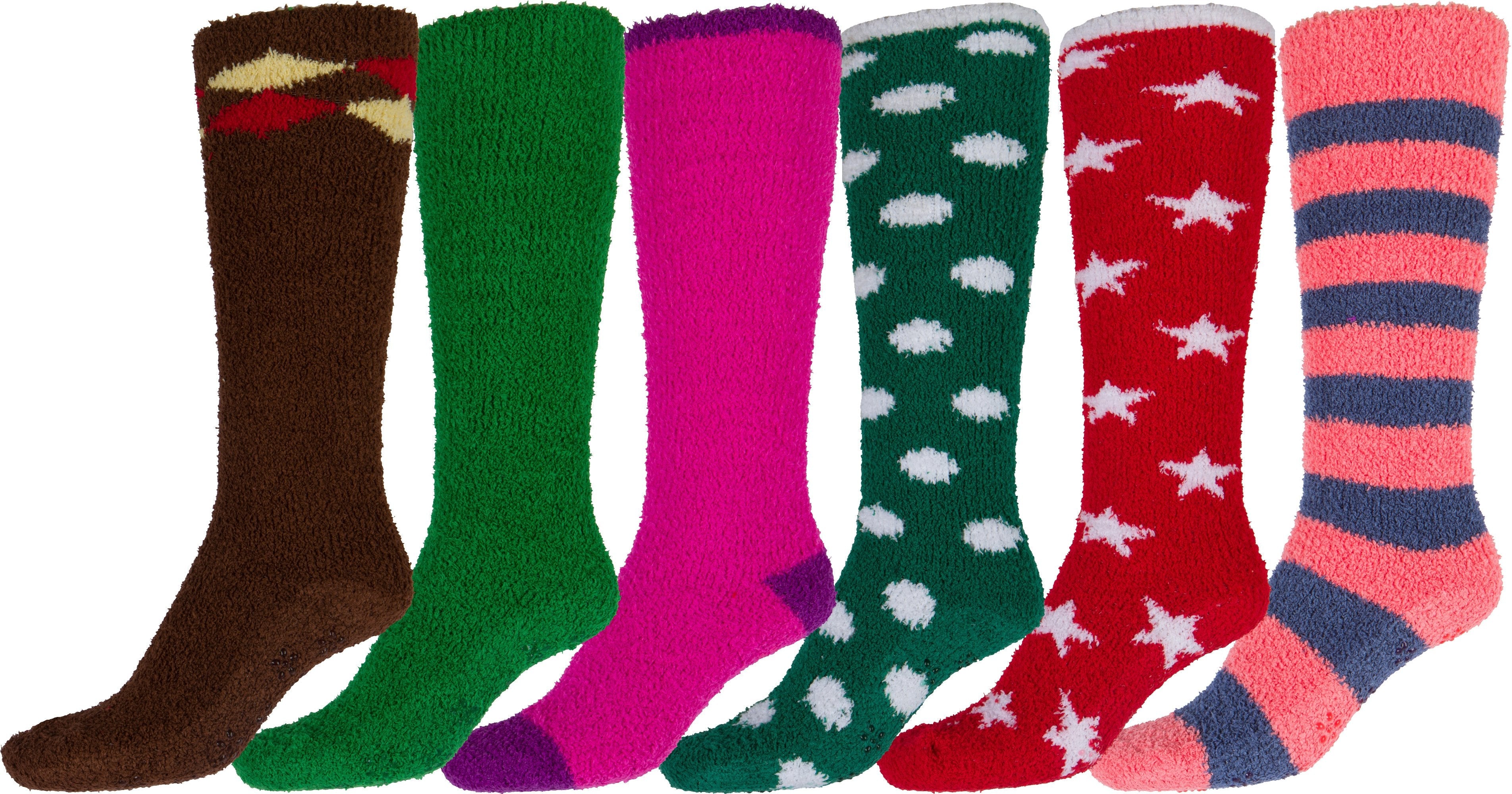 Calcetines Sakkas para mujer, suaves, antideslizantes y afelpados, hasta la rodilla, surtidos (paquete de 6)