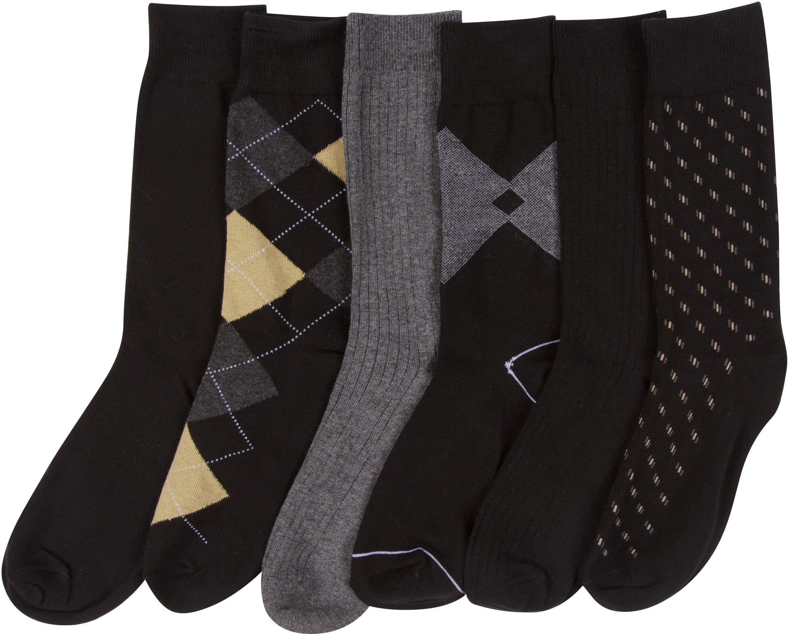 Calcetines de vestir Sakkas de mezcla de algodón para hombre, con estampado y canalé, paquete económico de 6