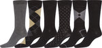Calcetines de vestir Sakkas de mezcla de algodón para hombre, con estampado y canalé, paquete económico de 6