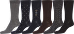 Calcetines de vestir Sakkas de mezcla de algodón para hombre, con estampado y canalé, paquete económico de 6