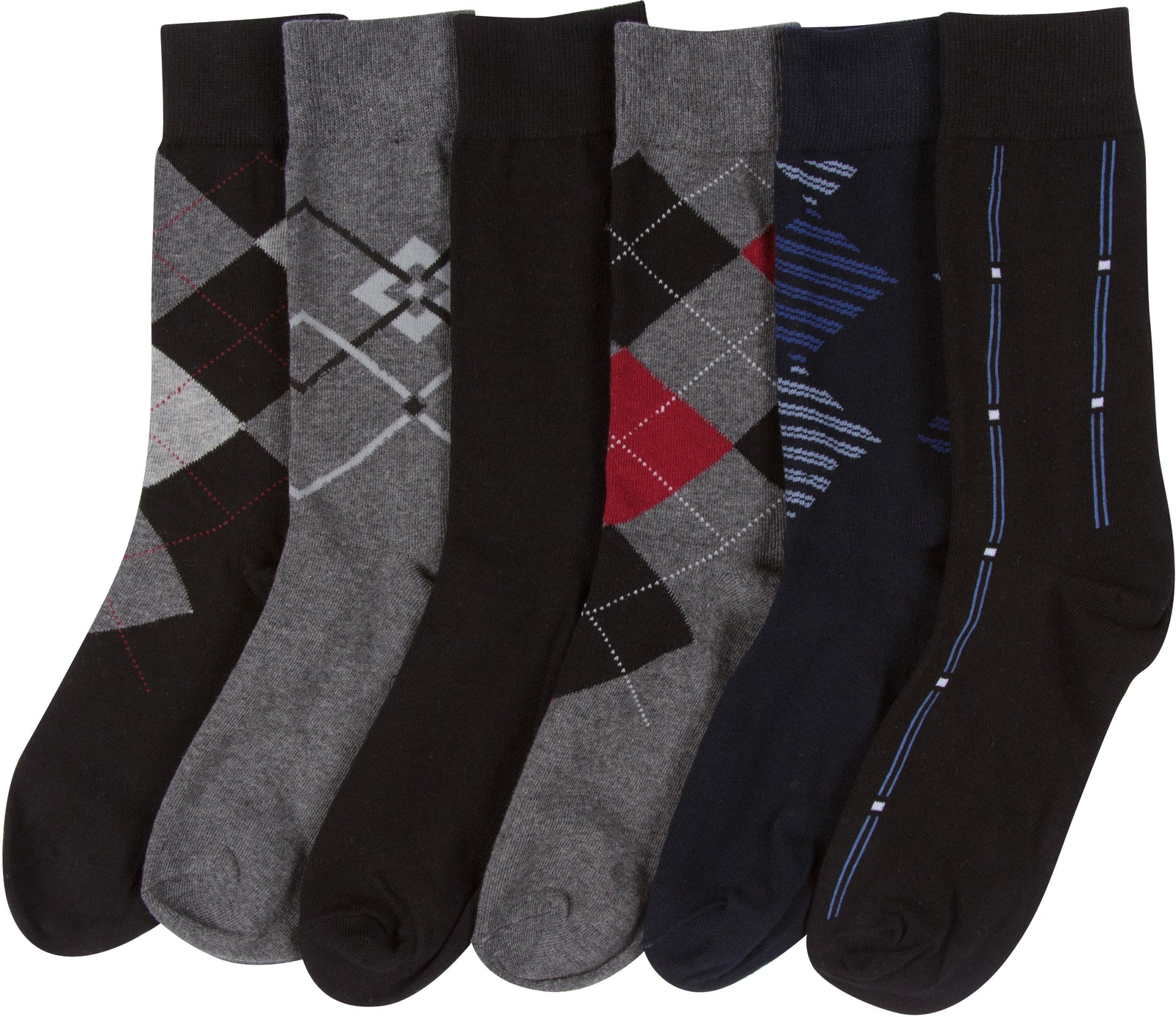 Calcetines de vestir Sakkas de mezcla de algodón para hombre, con estampado y canalé, paquete económico de 6