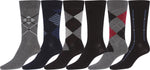 Calcetines de vestir Sakkas de mezcla de algodón para hombre, con estampado y canalé, paquete económico de 6