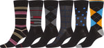 Calcetines de vestir Sakkas de mezcla de algodón para hombre, con estampado y canalé, paquete económico de 6