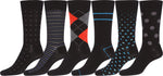 Calcetines de vestir Sakkas de mezcla de algodón para hombre, con estampado y canalé, paquete económico de 6