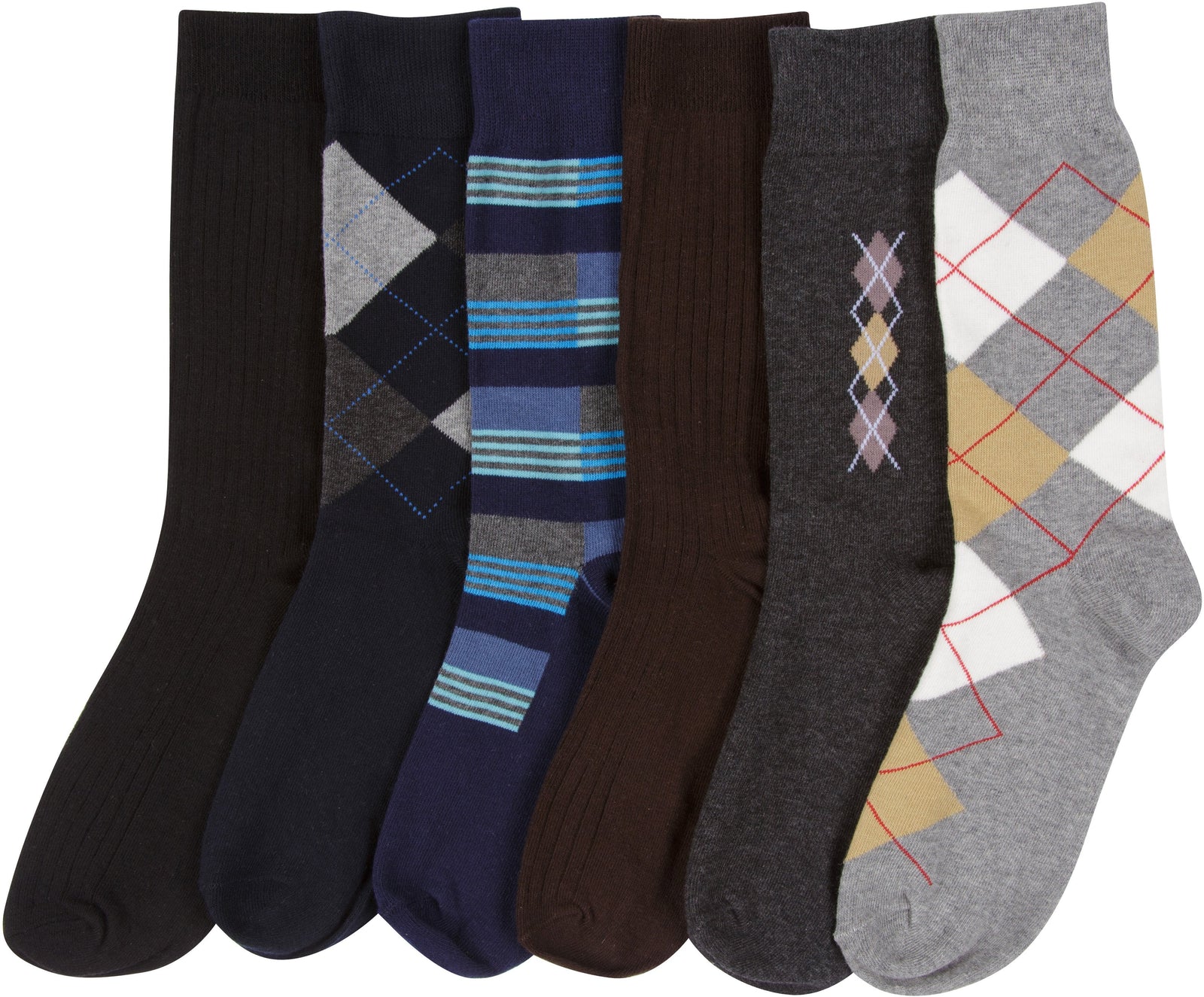 Calcetines de vestir Sakkas de mezcla de algodón para hombre, con estampado y canalé, paquete económico de 6