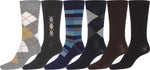 Calcetines de vestir Sakkas de mezcla de algodón para hombre, con estampado y canalé, paquete económico de 6