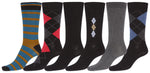 Calcetines de vestir Sakkas de mezcla de algodón para hombre, con estampado y canalé, paquete económico de 6