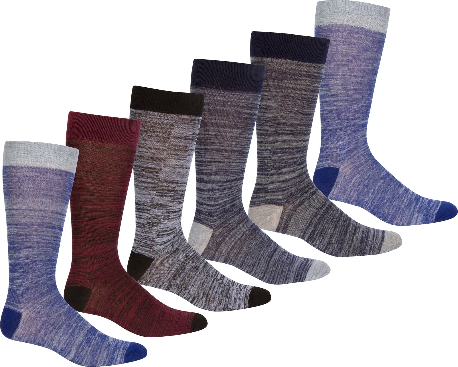 Calcetines de vestir Sakkas de corte alto con estampado colorido para hombre (paquete de 6)