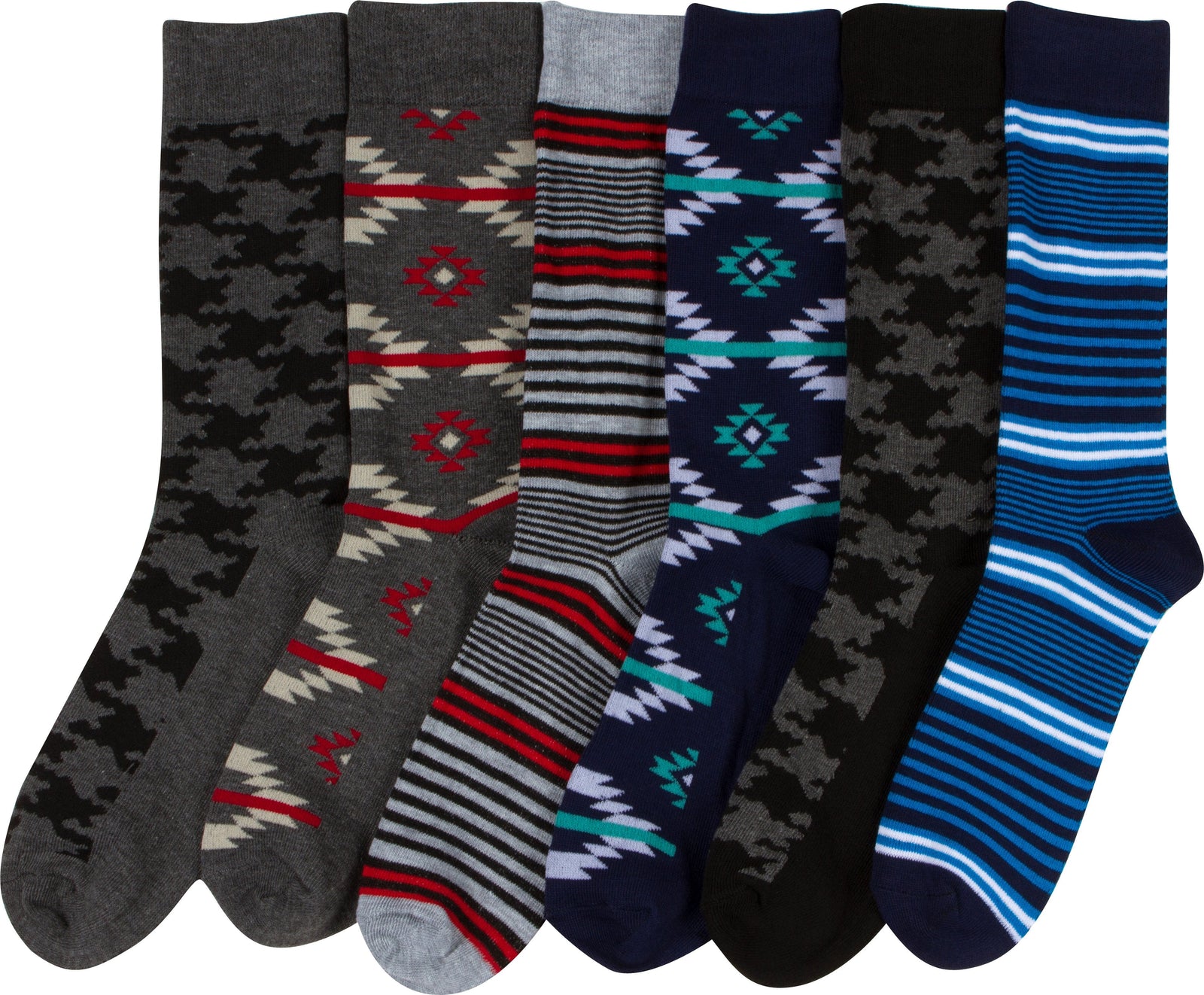 Calcetines de vestir Sakkas de corte alto con estampado colorido para hombre (paquete de 6)